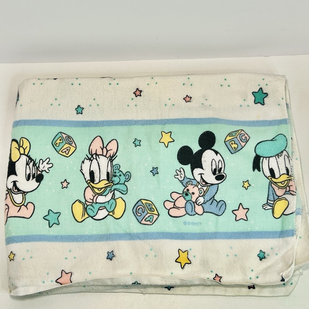 Vintage Dundee Disney Babies Mickey Minnie Donald Receiving Blanket Y2K Baby